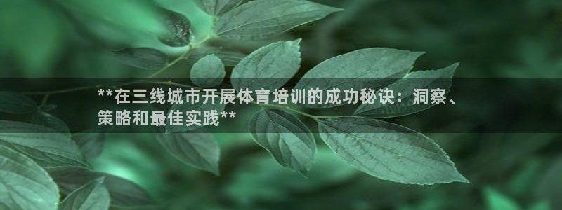 尊龙人生就是-首页：**在三线城市开展体育培训的成功秘诀：洞